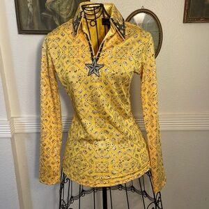 Yellow Paisley Long Sleeve Women's Top